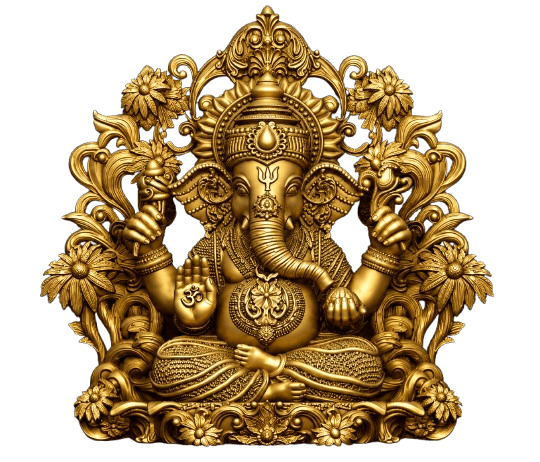 Ganesha on Floral Throne